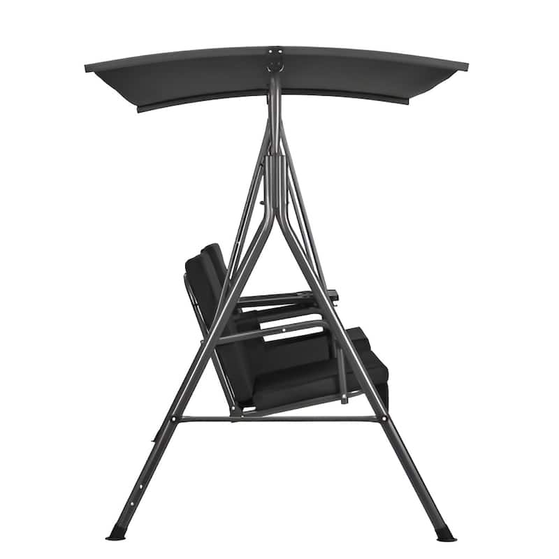 Outdoor 2-Seat Patio Swing Chair with Canopy and Tray for Backyard - 68.5" × 43.1"× 61"