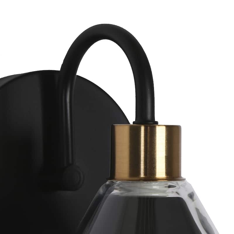 Petia Modern Farmhouse 1-Light Wall Scocnes Glass Bathroom Vanity Lights with Cone Shade - L 5.5" x D 6.7" x H 6.7"