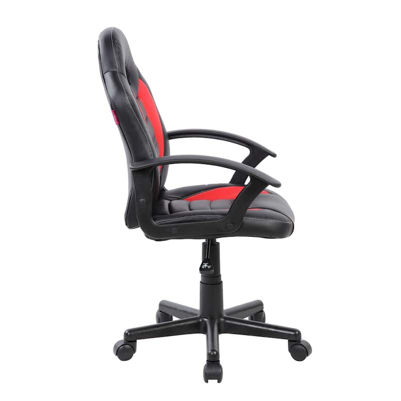 35.25" Black Red Techni Mobili Kid's Gaming Student Racer Chair Wheels