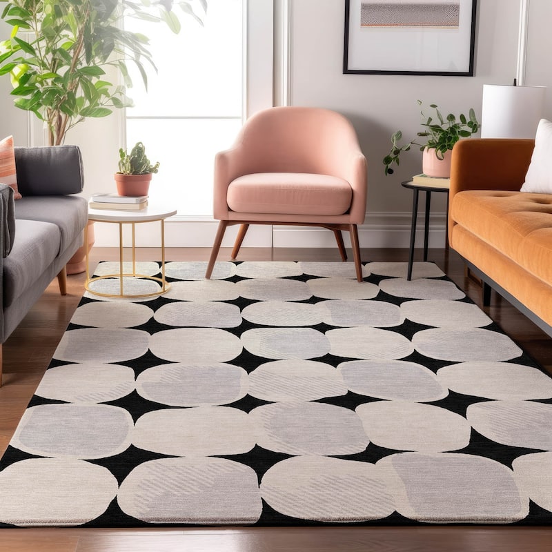 Premium Washable Super Soft Mid Century Modern Mayfield Rug - Black - 8' x 10'