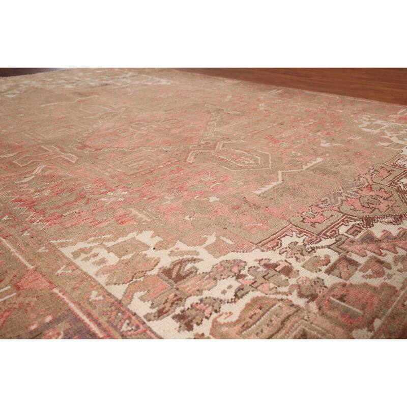 Geometric / Medallion Heriz Persian Vintage Rug Handmade Wool Carpet - 7'2"x 10'8"