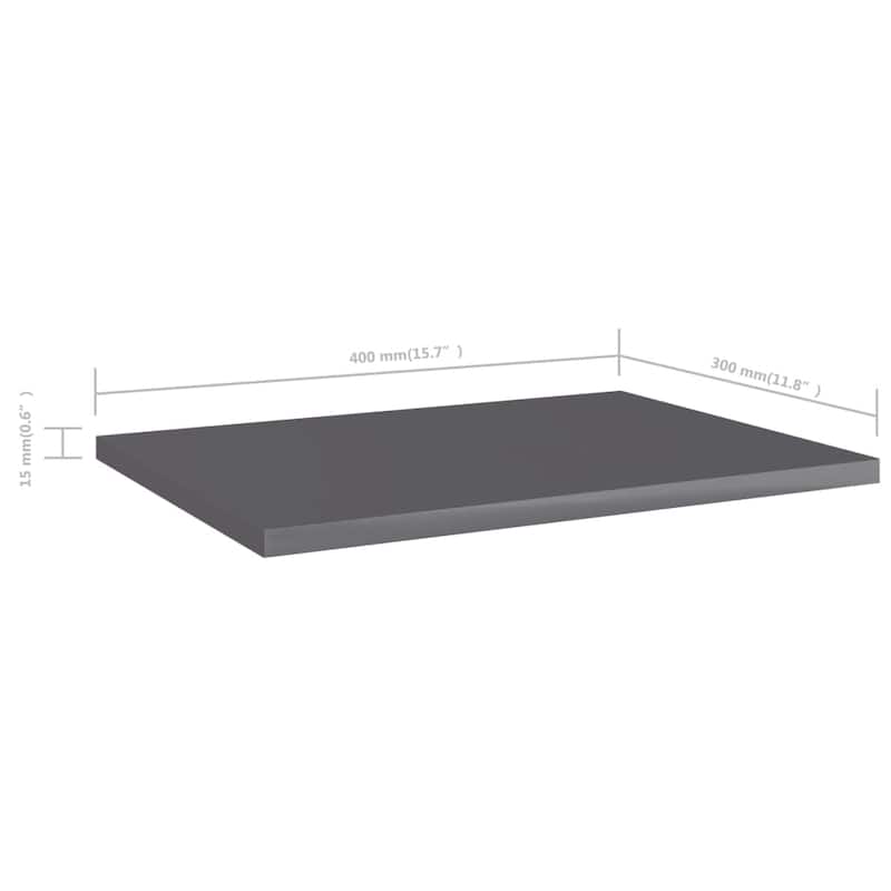 vidaXL Bookshelf Boards 4 pcs High Gloss Gray 15.7"x11.8"x0.6" Chipboard