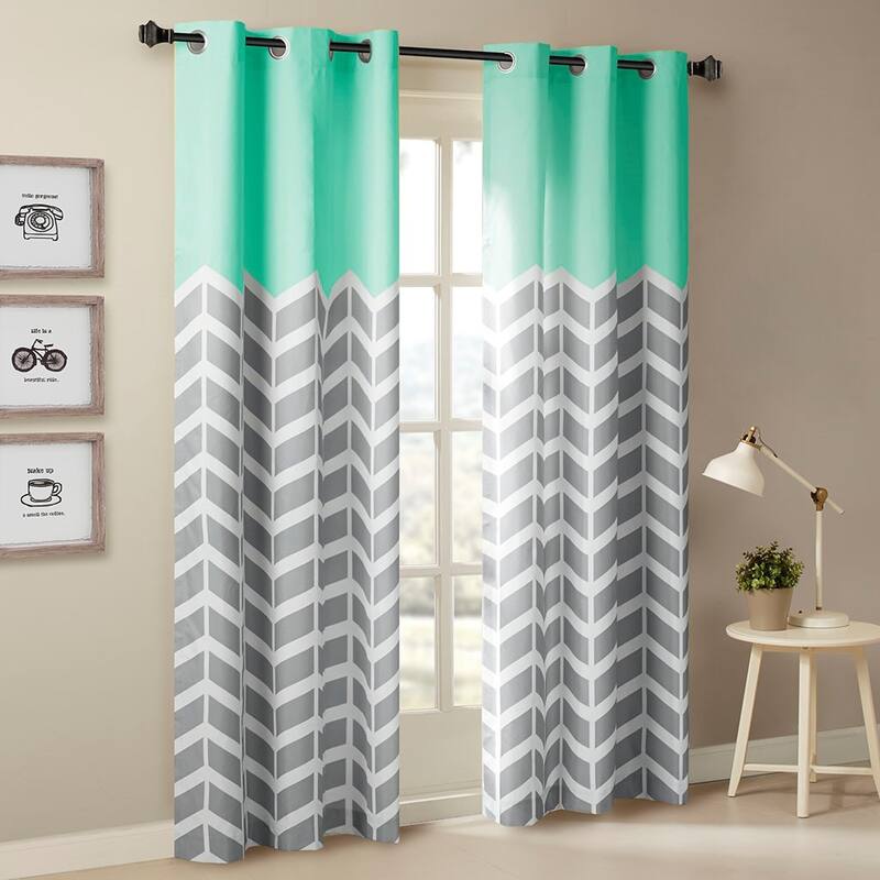 Chevron Printed Room Darkening Grommet Top Panel