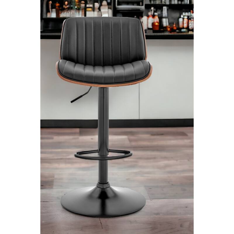 24" Upholstered Adjustable Height Swivel Bar Chair with Footrest and Iron Frame Perfect for Kitchen Island - 43”H x 19”W x 20”D