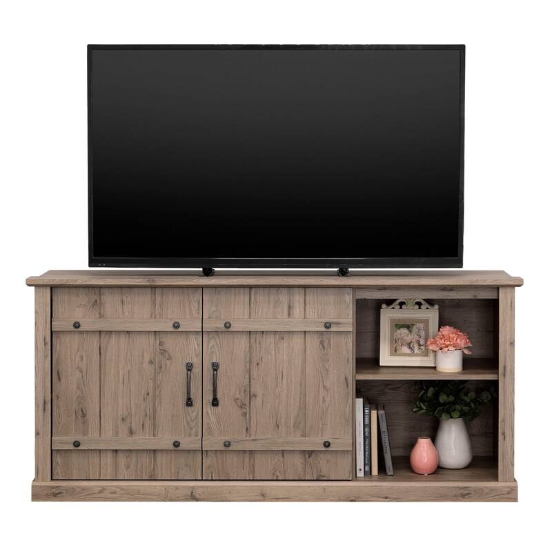 Wood Credenza for TVs up to 70" with Hidden Storage - 62.44" W x 16.77" D x 28.54" H