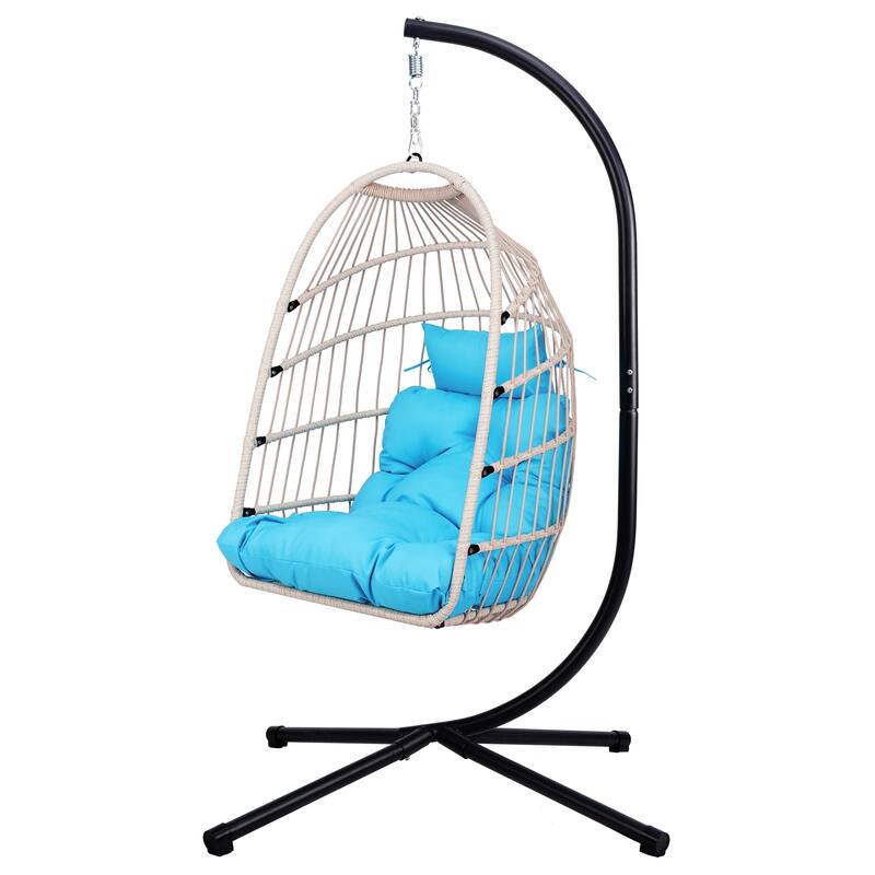 Foldable Hanging Swing Egg Chairs Hanging Basket Hammock Chair w/Stand