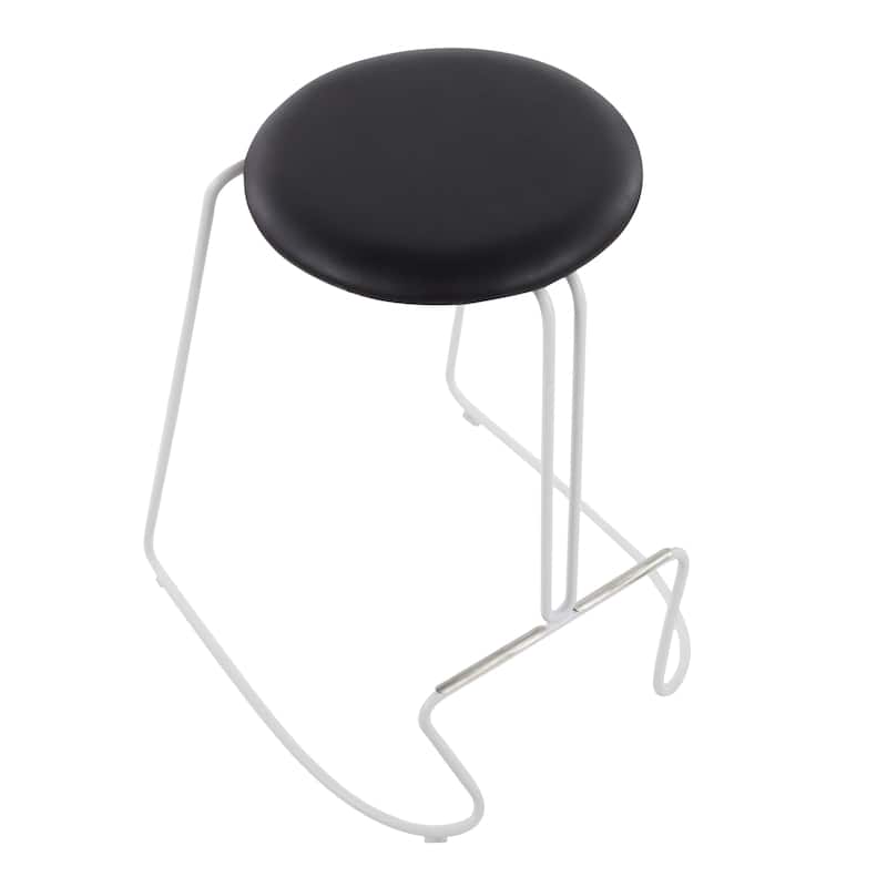 Finn Counter Stool in White Steel and Charcoall Fabric - Set of 2 - 19.5"Lx18"Wx25.75"H