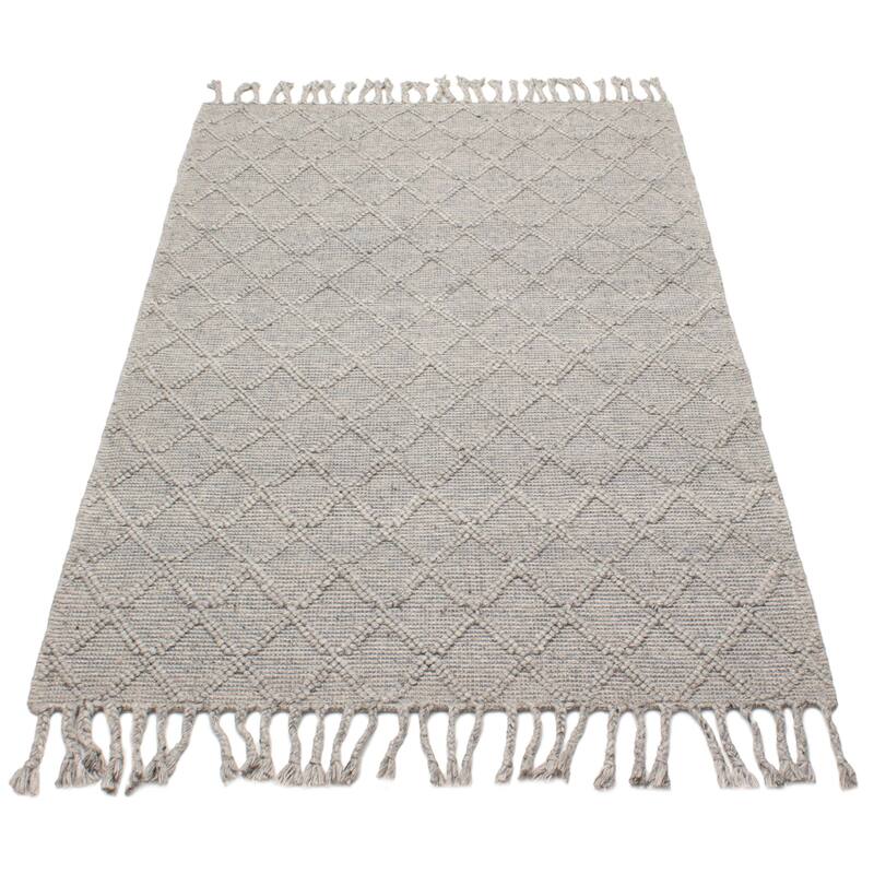 ECARPETGALLERY Braid weave Sienna Grey Wool Rug - 5'1 x 8'3