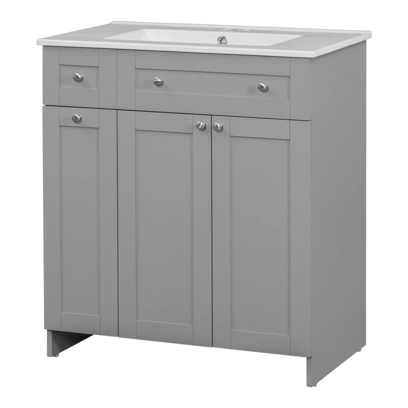 Bathroom Vanity with 2 Soft-close Doors and Double-tier Deep Drawer