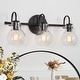preview thumbnail 24 of 51, Modern 3-Light Bathroom Vanity Light Minimal Globe Glass Wall Sconce 3-Light/ 22" - Black