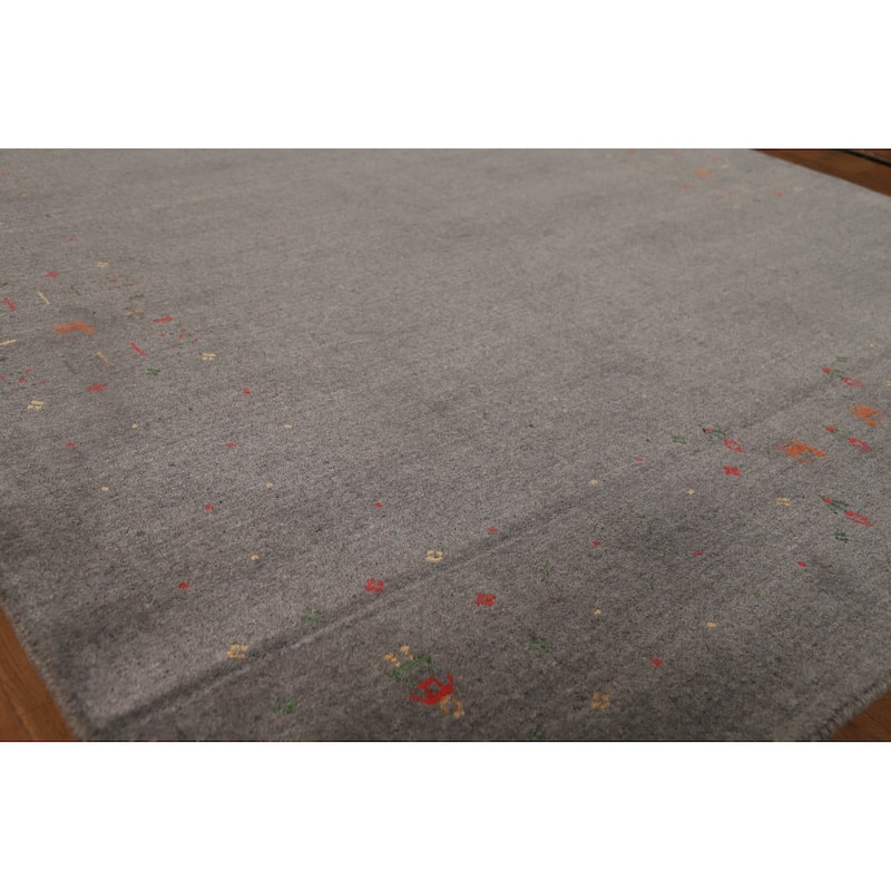 Hand Knotted Oriental 100% Wool Carpet Tribal Tribal Greys & Charcoal Gabbeh Area Rug - 8' 3'' X 5' 2''