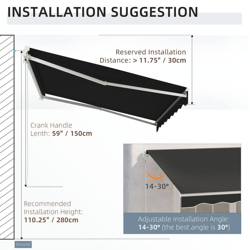 Outsunny 10' x 8' Electric Awning, Retractable Awning, UV Protection Sun Shade Shelter with Remote Controller