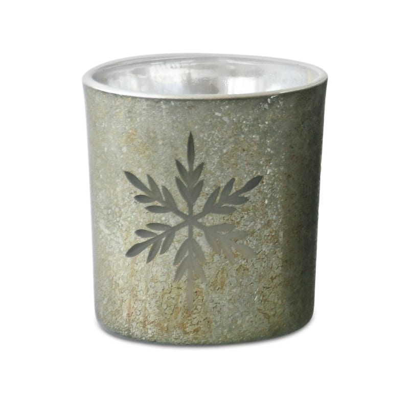 Snowflake Mercury Glass Votive Christmas Candle Holders - 3" - Set of 3