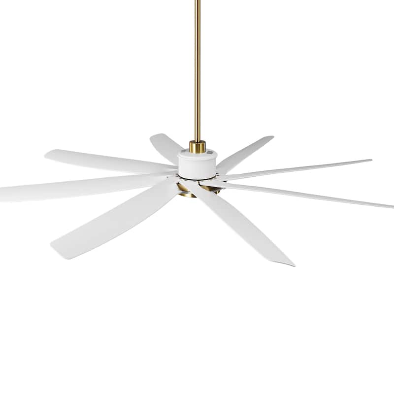 72" White Modern ABS 8-Blade DC Motor Ceiling Fan with Dimmable LED Light and Remote