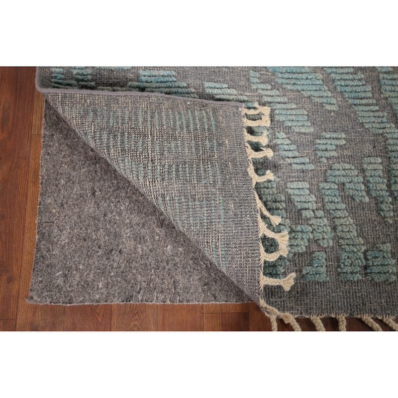 All-Over Abstract Moroccan Area Rug Hand-Knotted Wool Carpet - 9'9"x 12'4"