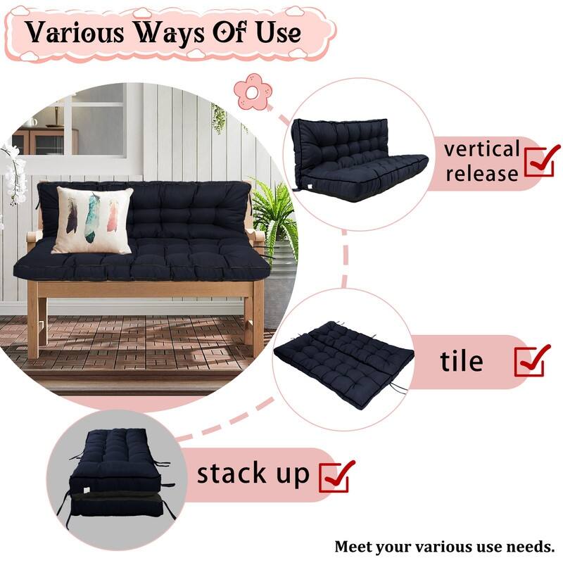 Porch Swing Replacement Cushion, 55in Outdoor Bench Cushions with Backrest Thicken 4"