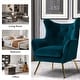 preview thumbnail 46 of 107, Eusebio Tufted Velvet Accent Chair with Wingback, Arms, and Metal Gold Legs for Living Room or Bedroom by HULALA HOME