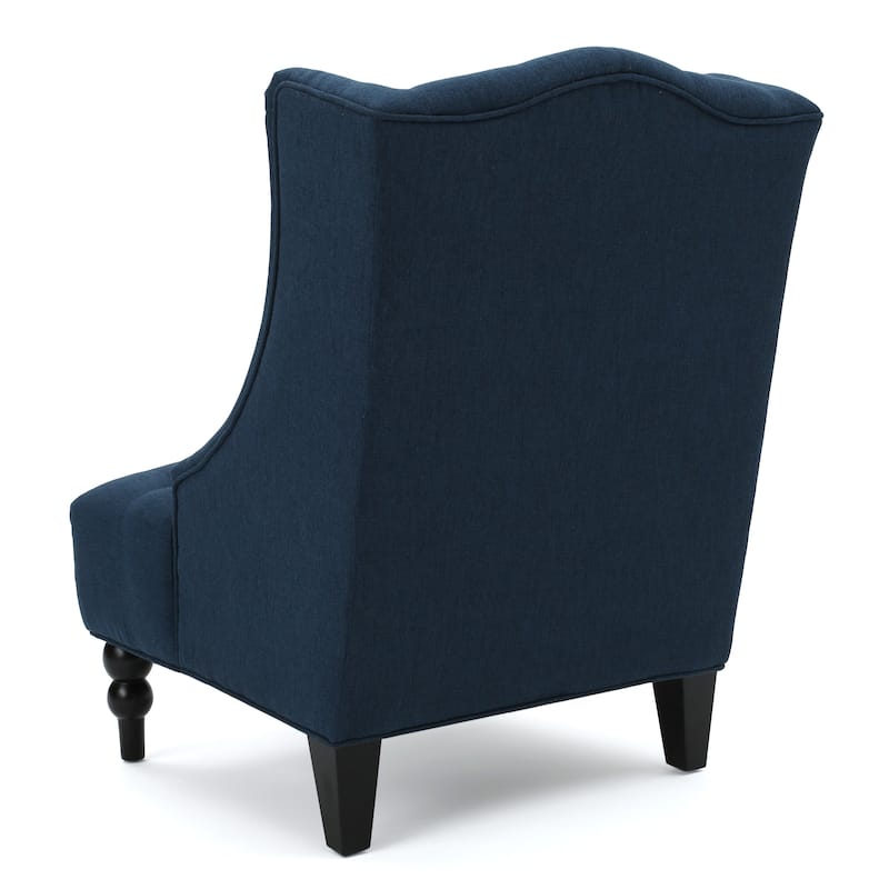 Contemporary Design Upholstered Wingback Chair, Hi-back Club Chair with Wood Legs