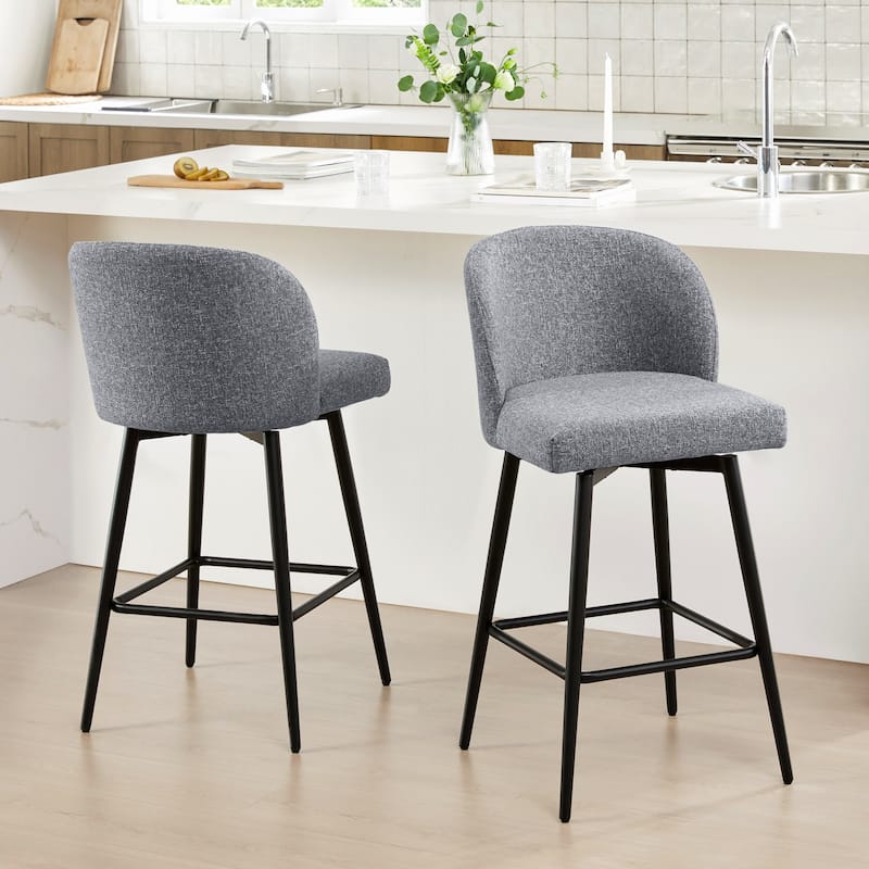Charlotte Counter Height Swivel Barstool with Metal Legs Set