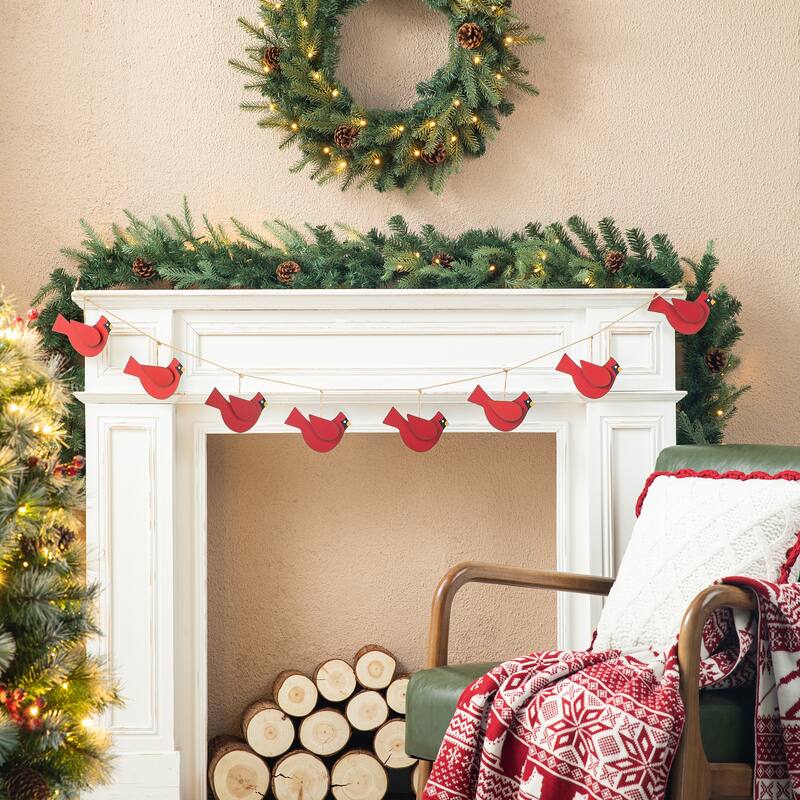 Glitzhome 6 Feet Metal Cardinal Bird Truck Christmas Garland