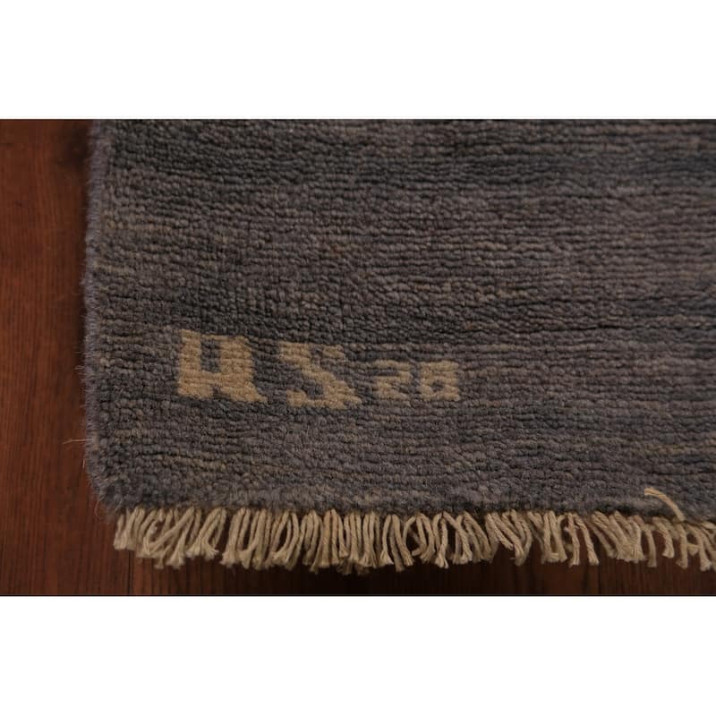 Modern Grey Gabbeh Oriental Area Rug Handmade Wool Carpet - 5'0" x 6'9"