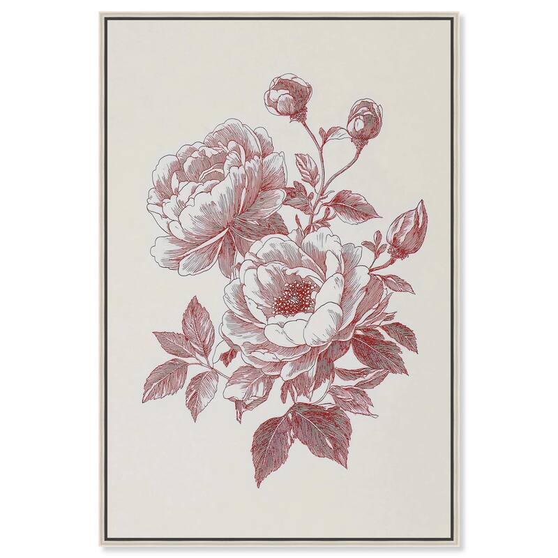 Breezy Red Pencil Blooms Canvas by Art Remedy - 10" x 15" - Silver