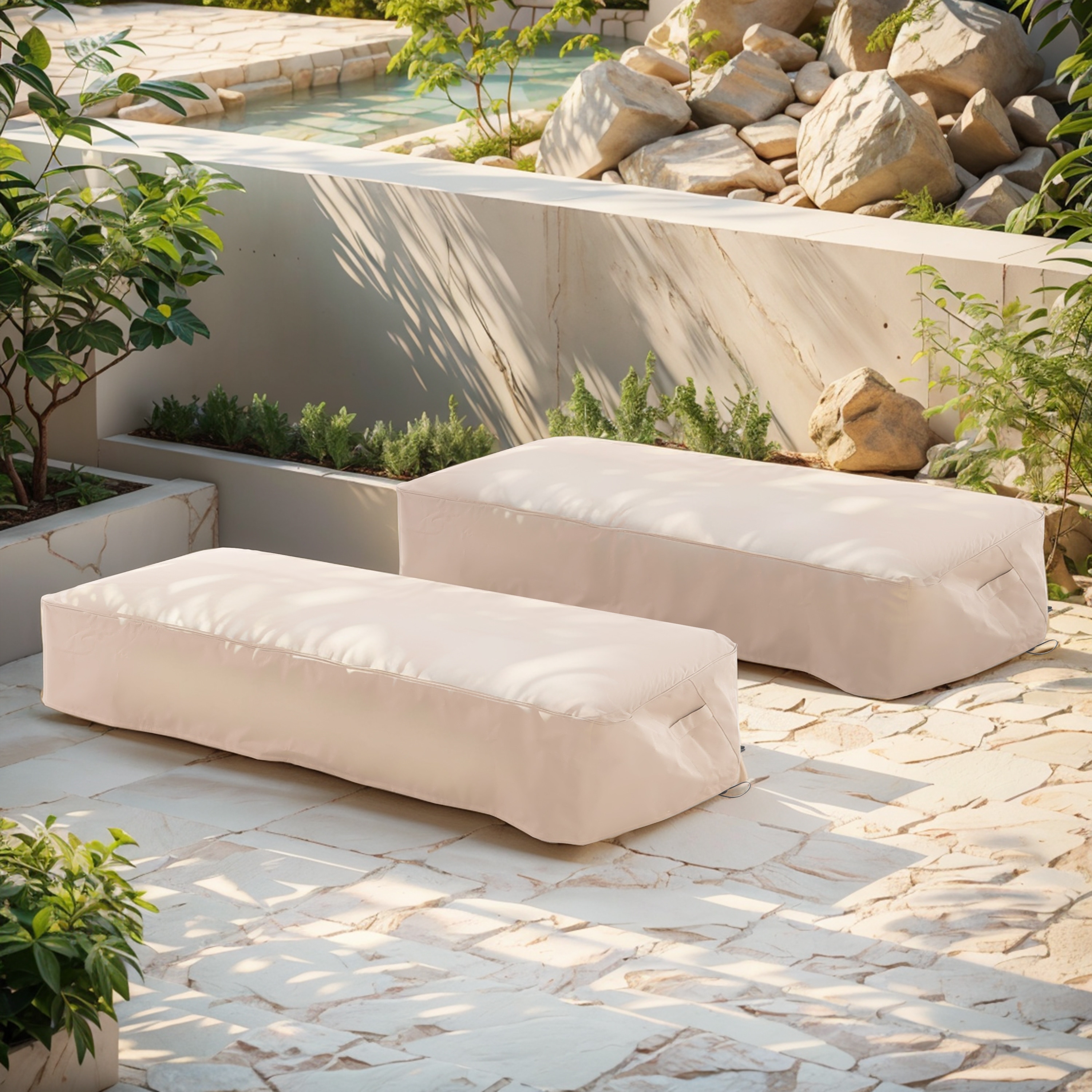 Shield Outdoor Waterproof Fabric Lounge Patio Cover (Set of 2) by Christopher Knight Home
