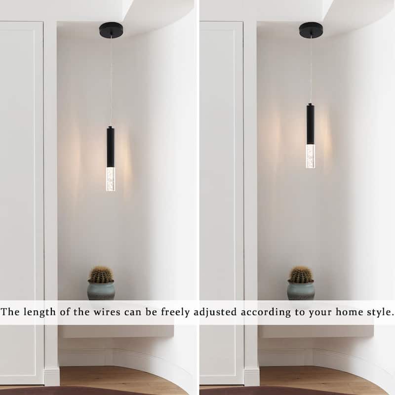 1-Light Single Cylinder LED Pendant Light, Classic Semi Flush Mount Chandelier for Kitchen Island Dining Room - N/A