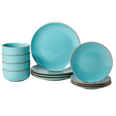 INFUSE 12-Piece Dinnerware Set, Aqua (Service for 4)