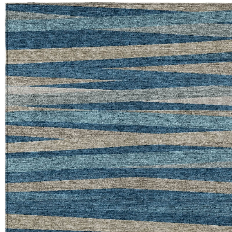 HomeRoots Striped Transitional Rectangle Outdoor Rug