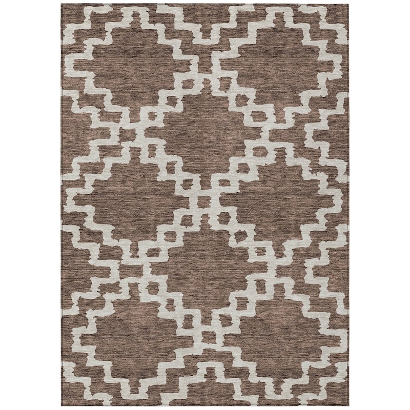 Machine Washable Indoor/ Outdoor Chantille Geo Trellis Rug