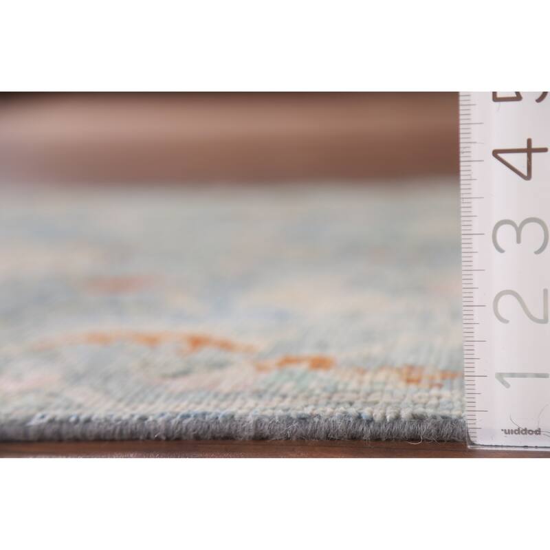 Hand Knotted Oriental 100% Wool Carpet Transitional All-Over Navy Blue & Blues Oushak Runner Rug - 9' 11'' X 2' 8''