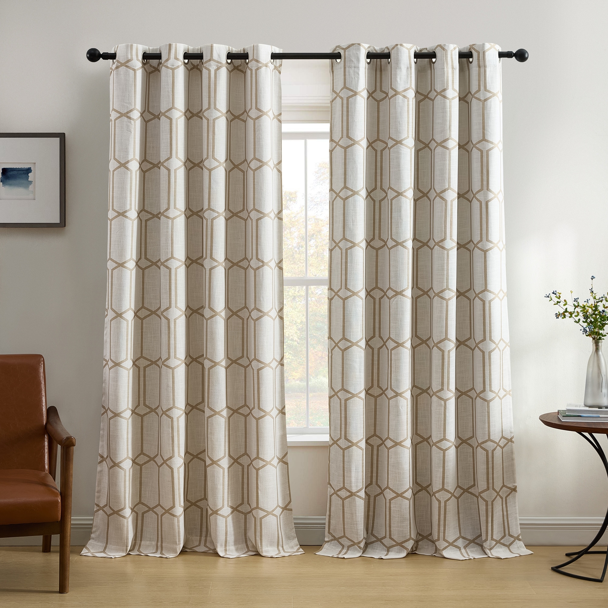 Kaiden Geometric Room Darkening Window Curtain