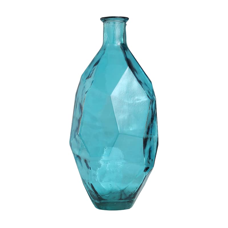 Exquisite Recycled Glass Tall Spanish Bottleneck Vase - Blue or Teal