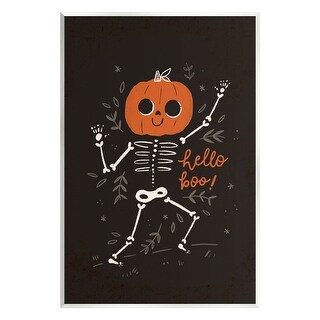Hey Boo Skeleton Stupell Hello Boo Halloween Smiling Skeleton Wall Plaque Art by Loni ...