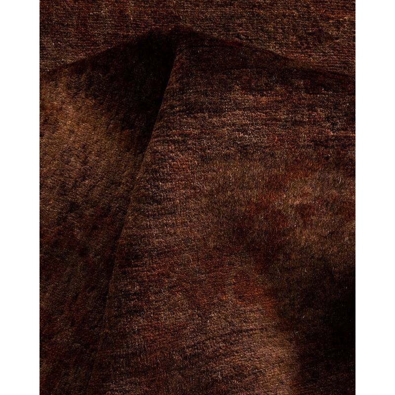 Overton Hand Knotted Wool Vintage Inspired Modern Contemporary Overdyed Brown Area Rug - 4' 2" x 6' 6"
