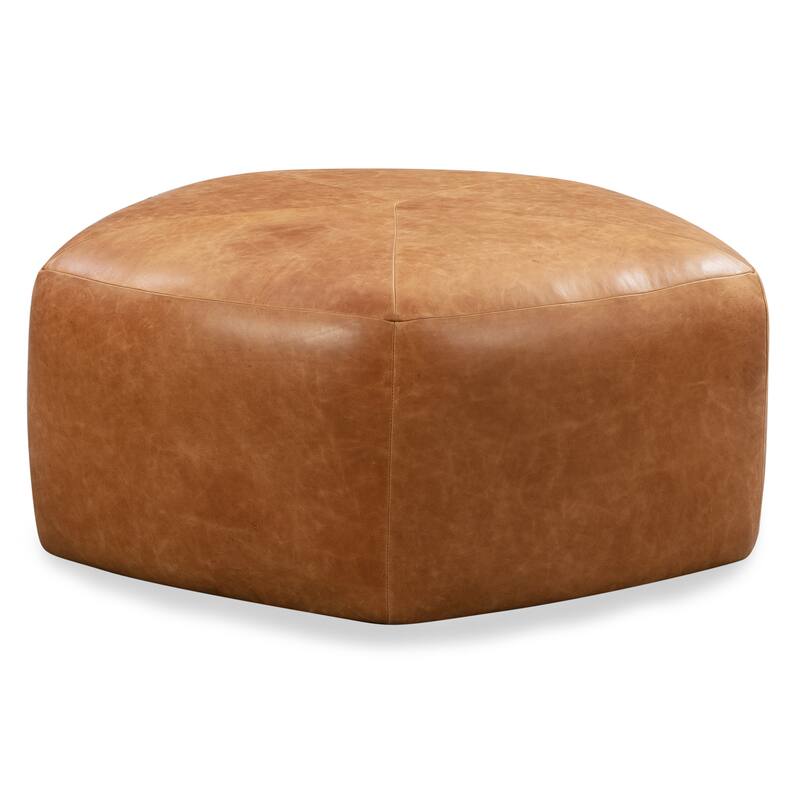 Poly & Bark Porto Ottoman - Full Grain Genuine Italian Leather - Tan