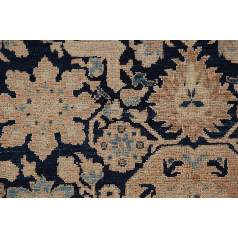 Hand Knotted Oriental 100% Wool Carpet Traditional All-Over Navy Blue & Blues Ziegler Area Rug - 9' 9'' X 8' 3''