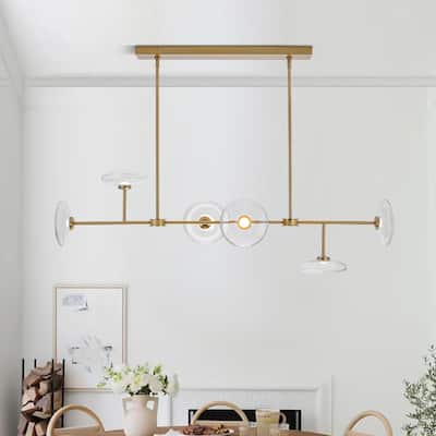 Minimalist 6-Light Dimmable LED Glass Island Pendant Chandelier