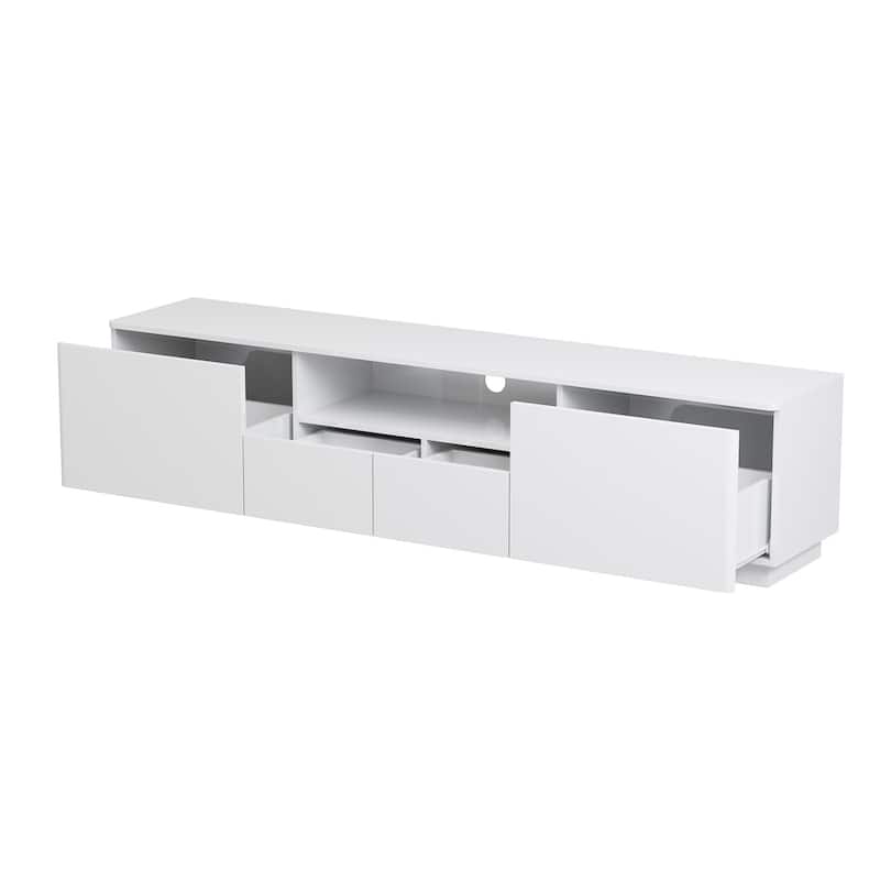 TV Stand LED Light High Gloss White TV Stand LED Entertainment Center