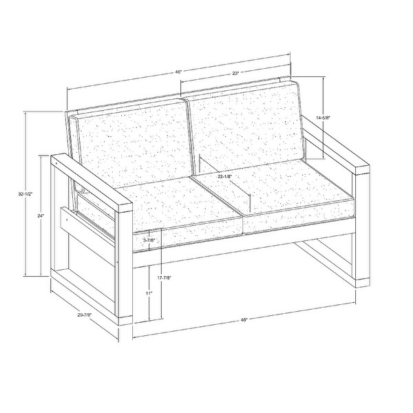 Hudson Brown Acacia Outdoor Love Seat with Grey Cushions
