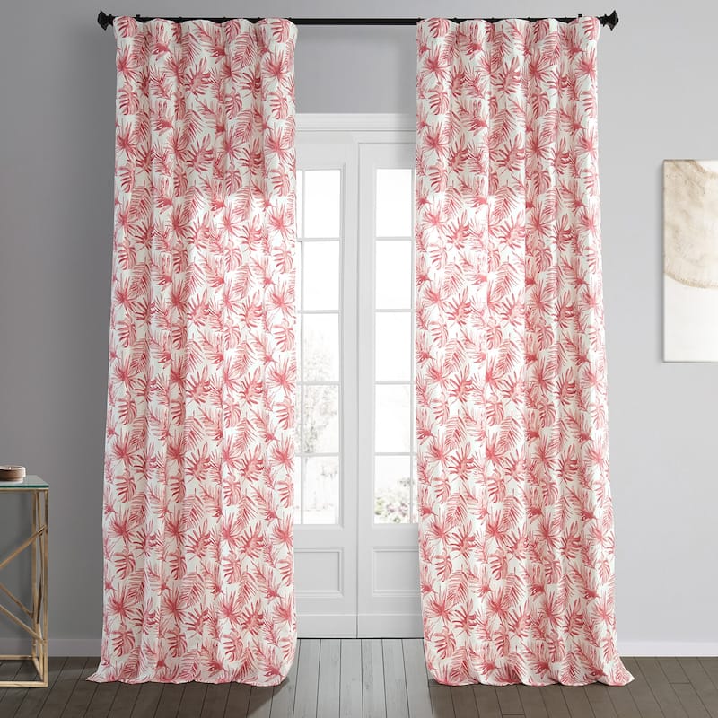 Exclusive Fabrics Coastal Leaf Cascade Printed Cotton Room Darkening Curtain (1 Panel) - 50 X 96 - Artemis Rust