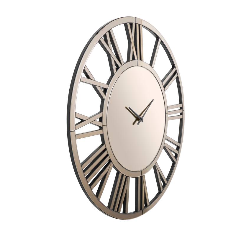 Silver or Gold Glass Mirrored Wall Clock