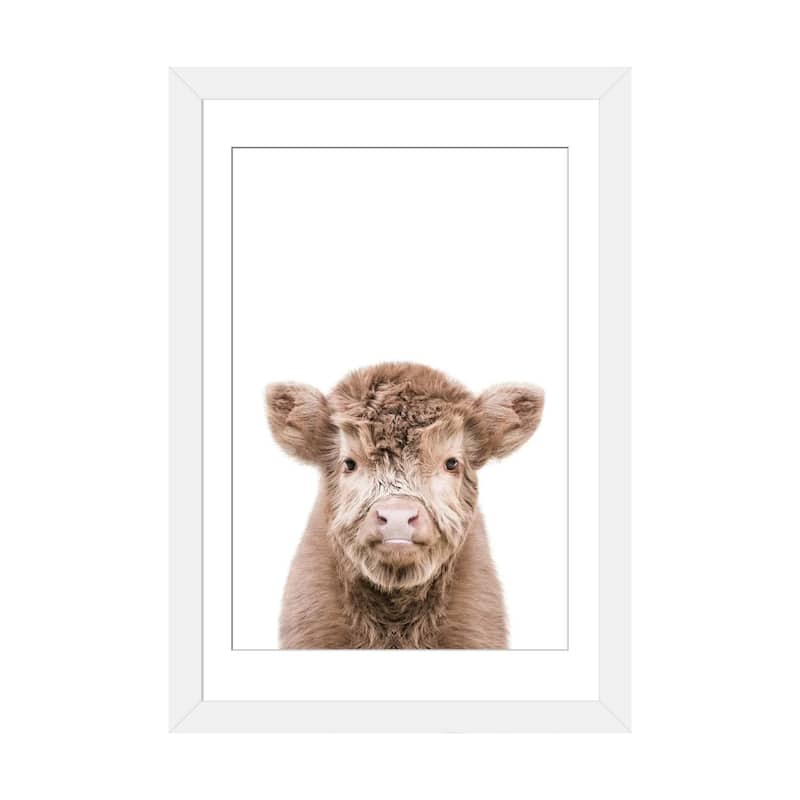 iCanvas "Highland Cow" by Tiny Treasure Prints - White - 32x24x1