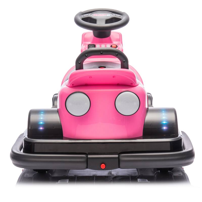360° Rotating Bumper Car for Kids with LED Wheels and Dual Motors