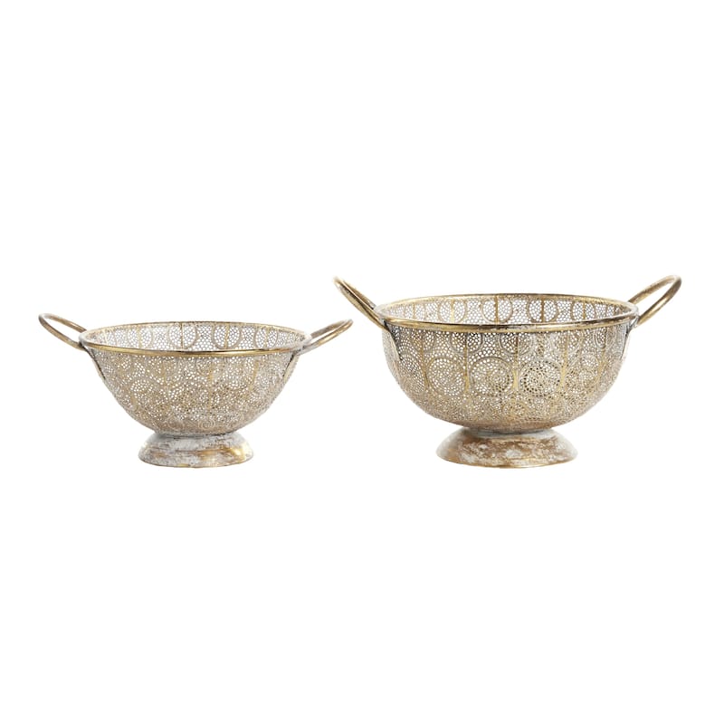 Metal Decorative Bowl - Set of 2 Gold - Roche River Decor