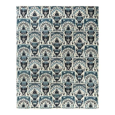 Ikat One-of-a-Kind Hand-Knotted Area Rug - Beige, 8' 1" x 10' 1" - 8' 1" x 10' 1"
