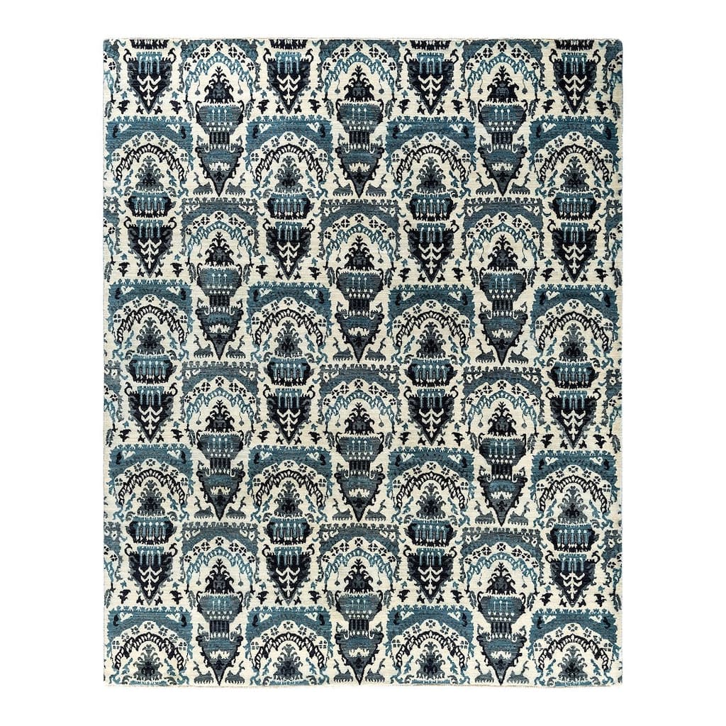 Ikat One-of-a-Kind Hand-Knotted Area Rug - Beige, 8' 1" x 10' 1" - 8' 1" x 10' 1"