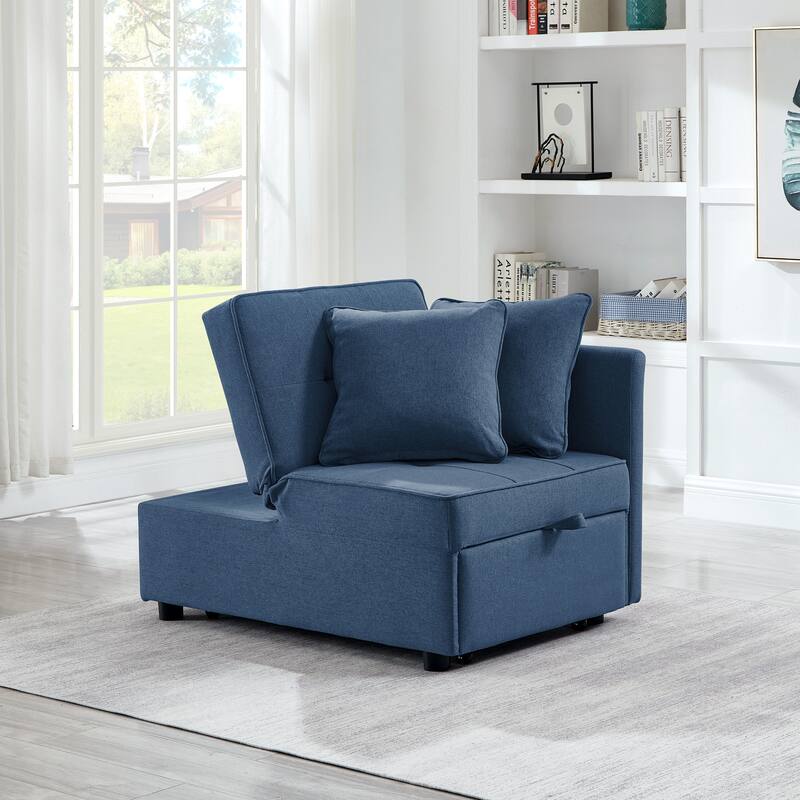 4-in-1 Sofa Bed - Convertible Recliner with Wood Frame