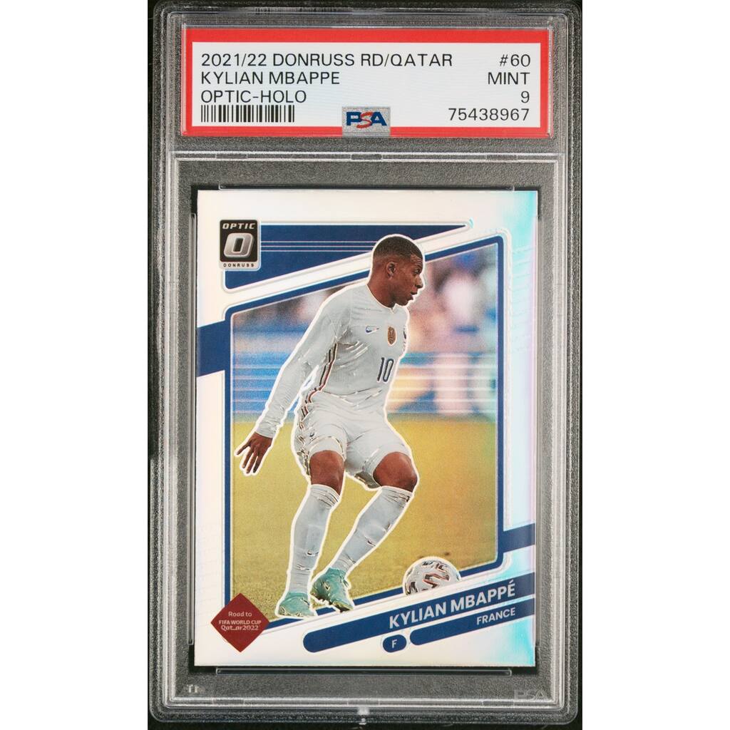 Kylian Mbappe 2021 Panini Donruss Optic Holo World Cup Soccer Card #60 PSA 9 - 8'6" x 11'6"